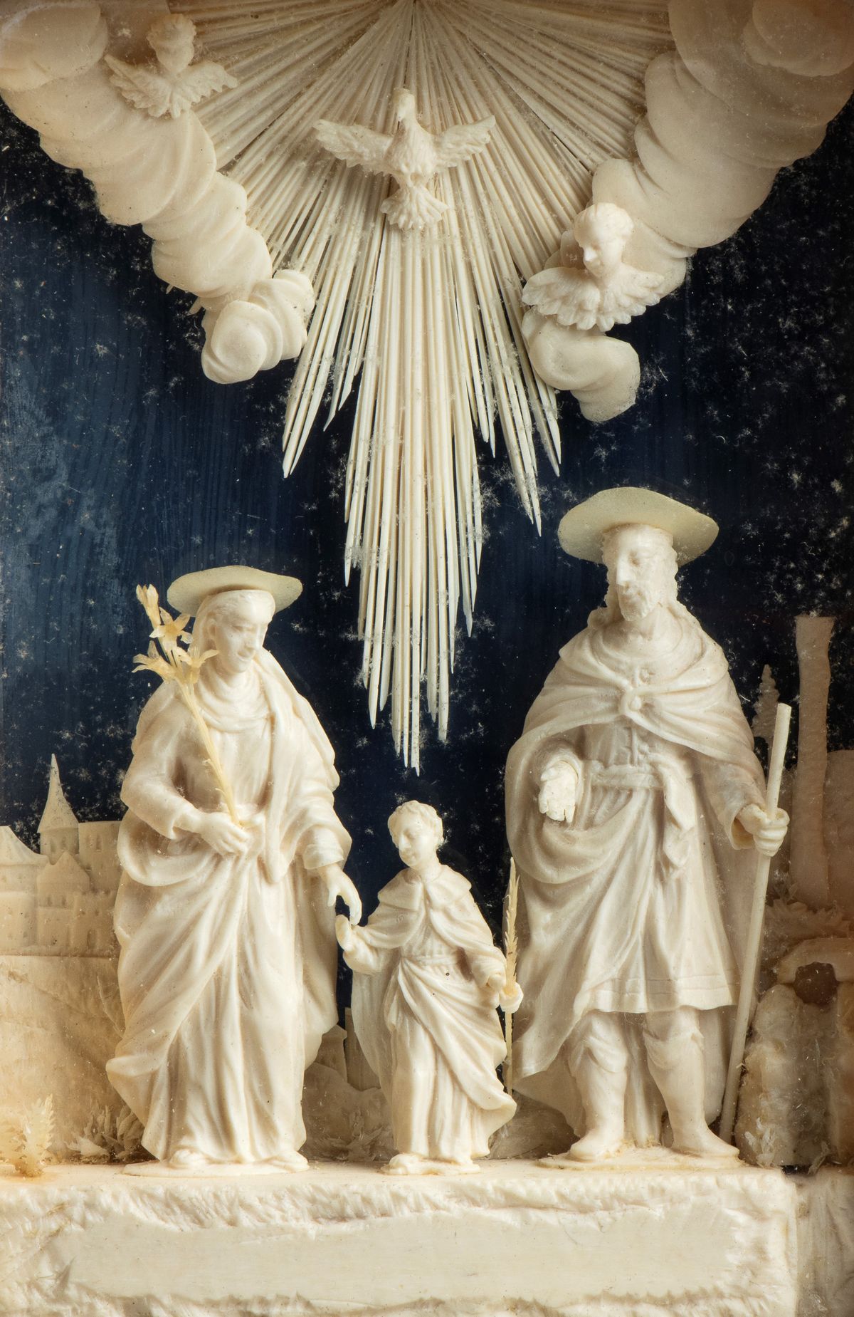 Andrea e Alberto Tipa - Gruppo in Osso Scolpito Raffigurante Sacra Famiglia