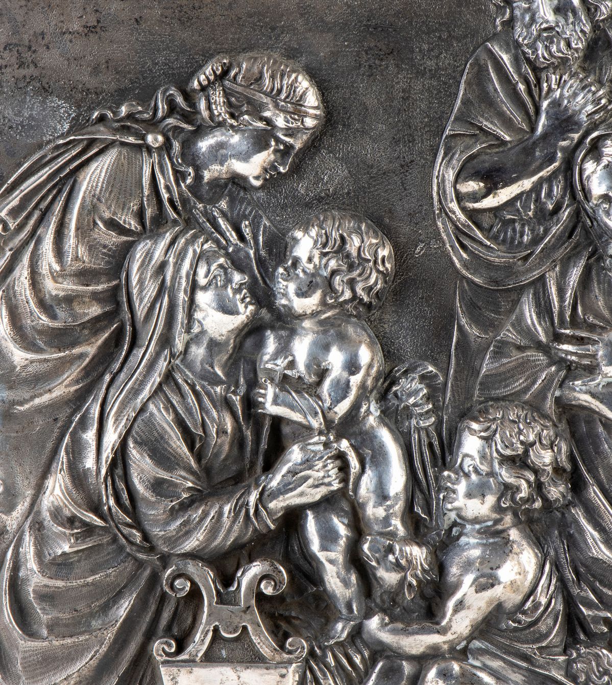 Placca in Argento con Sacra Famiglia e Santi