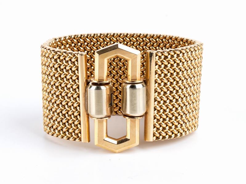 REPOSSI: bracciale a fascia in oro - Italia anni '40