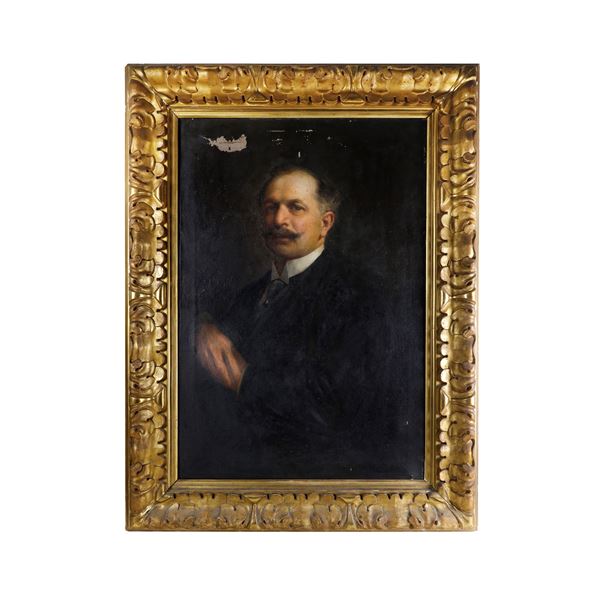 Ritratto virile  (scuola italiana fine XIX inizi XX secolo)  - dipinto ad olio su tela - Asta Smart Auction: arredo, dipinti, sculture, argenti e altro a prezzi vantaggiosi - Bertolami Fine Art - Casa d'Aste