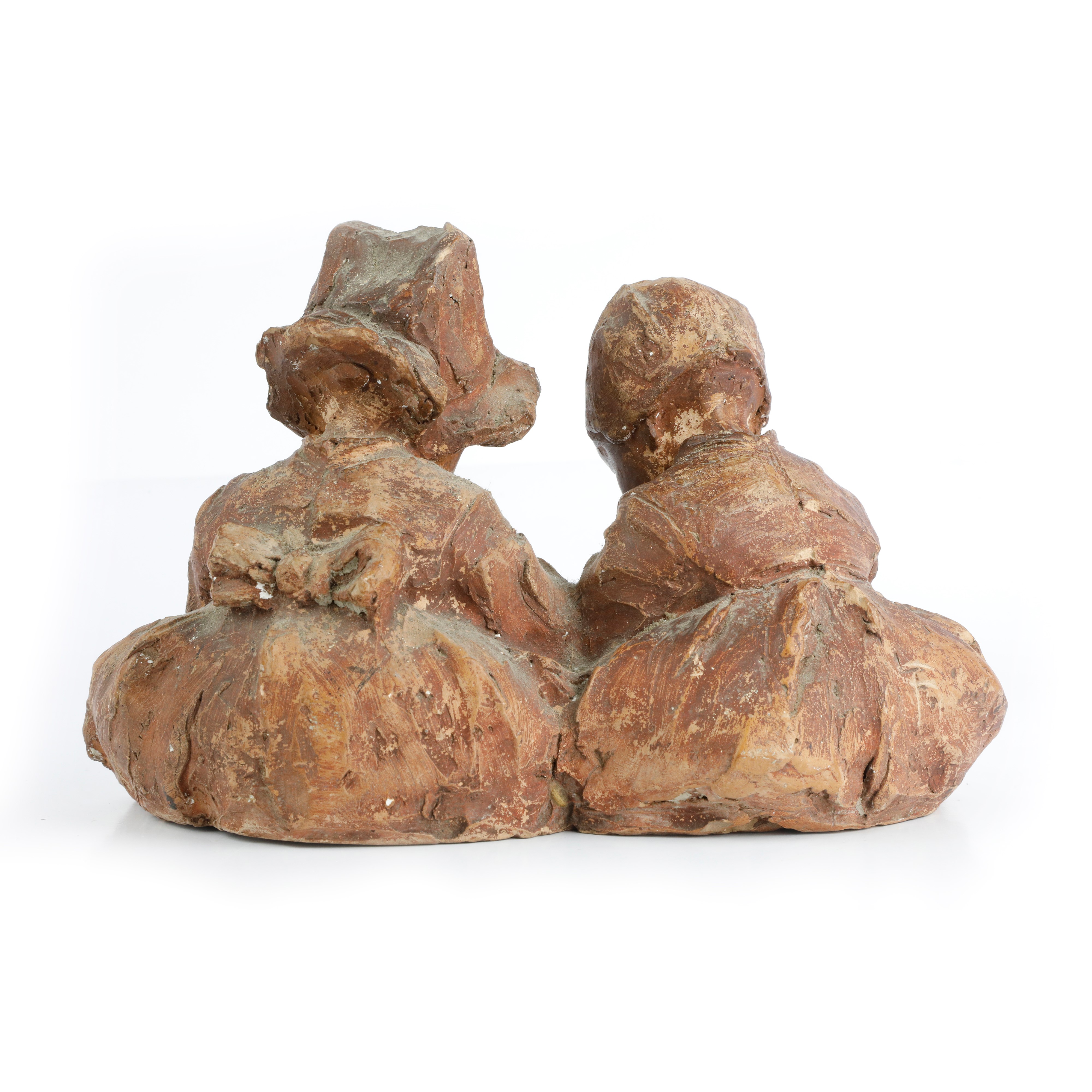 Coppia di Bambini in Terracotta, Scultura in Volume