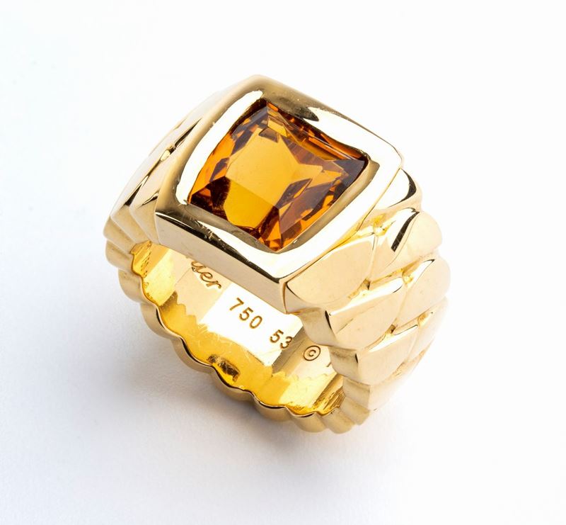 CARTIER: anello in oro con quarzo citrino