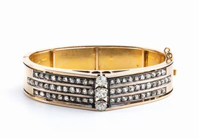 Bracciale a Cerchio Rigido in Oro e Diamanti - Inizio XX Secolo