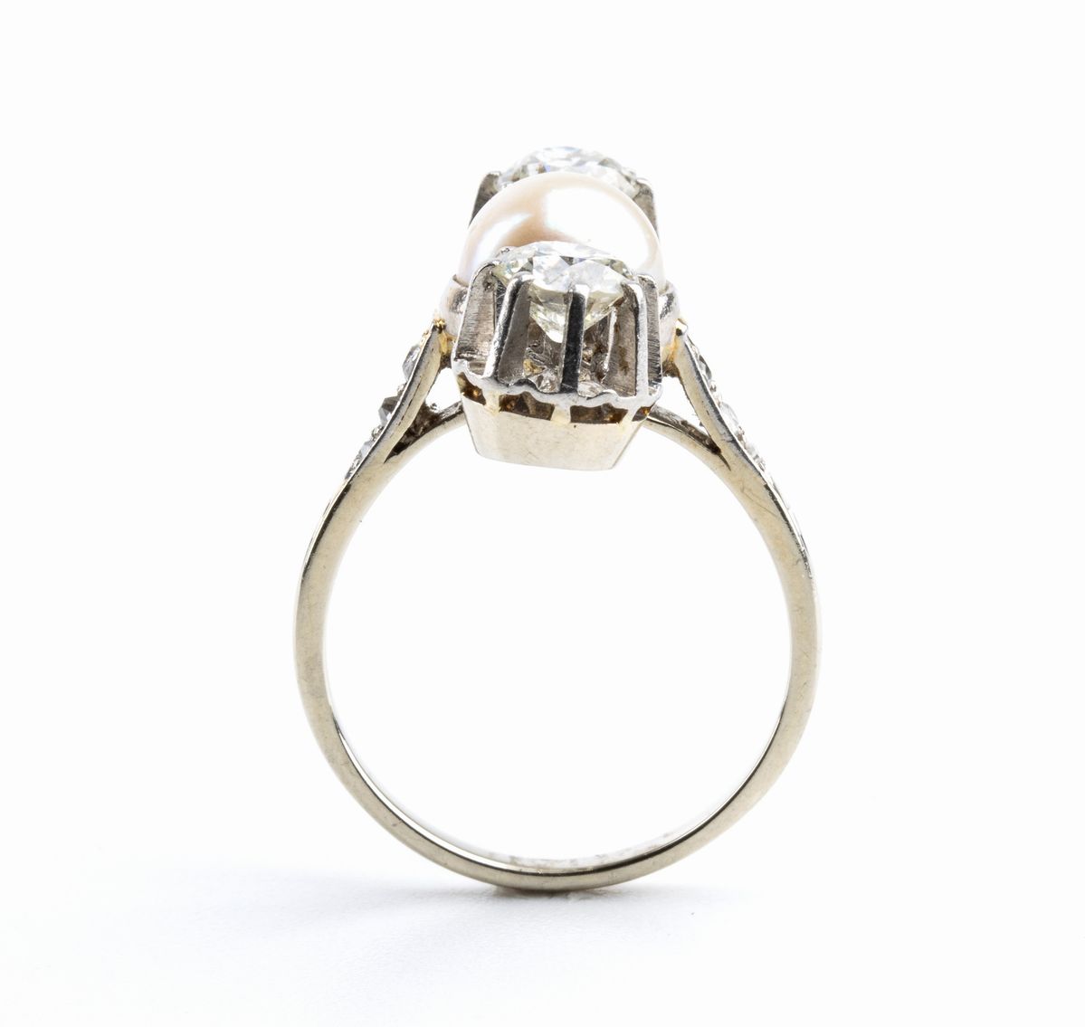 Anello in Oro con Perla e Diamanti - Anni '30