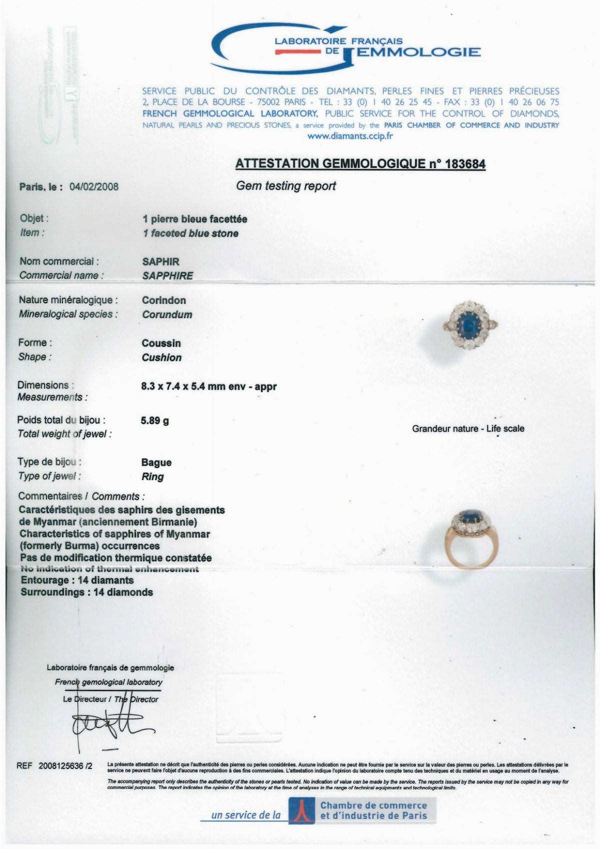 Anello in Oro con Zaffiro Burma e Diamanti