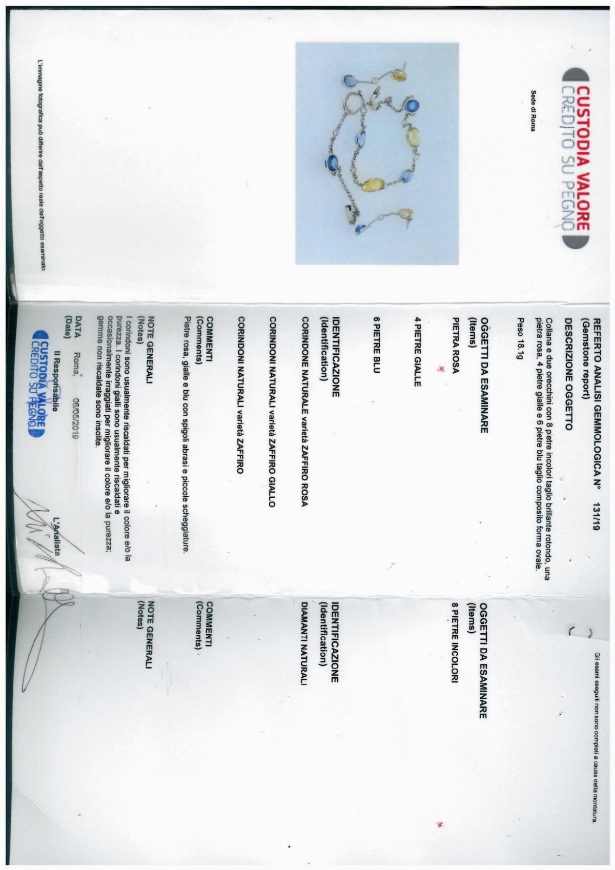 FARAONE: demi parure composta da una collana ed un paio di orecchini con zaffiri, corindoni vari ...