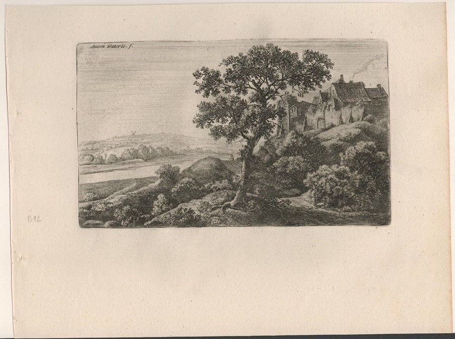 Anthonie Waterloo - Paesaggio con le Case sulla Colina