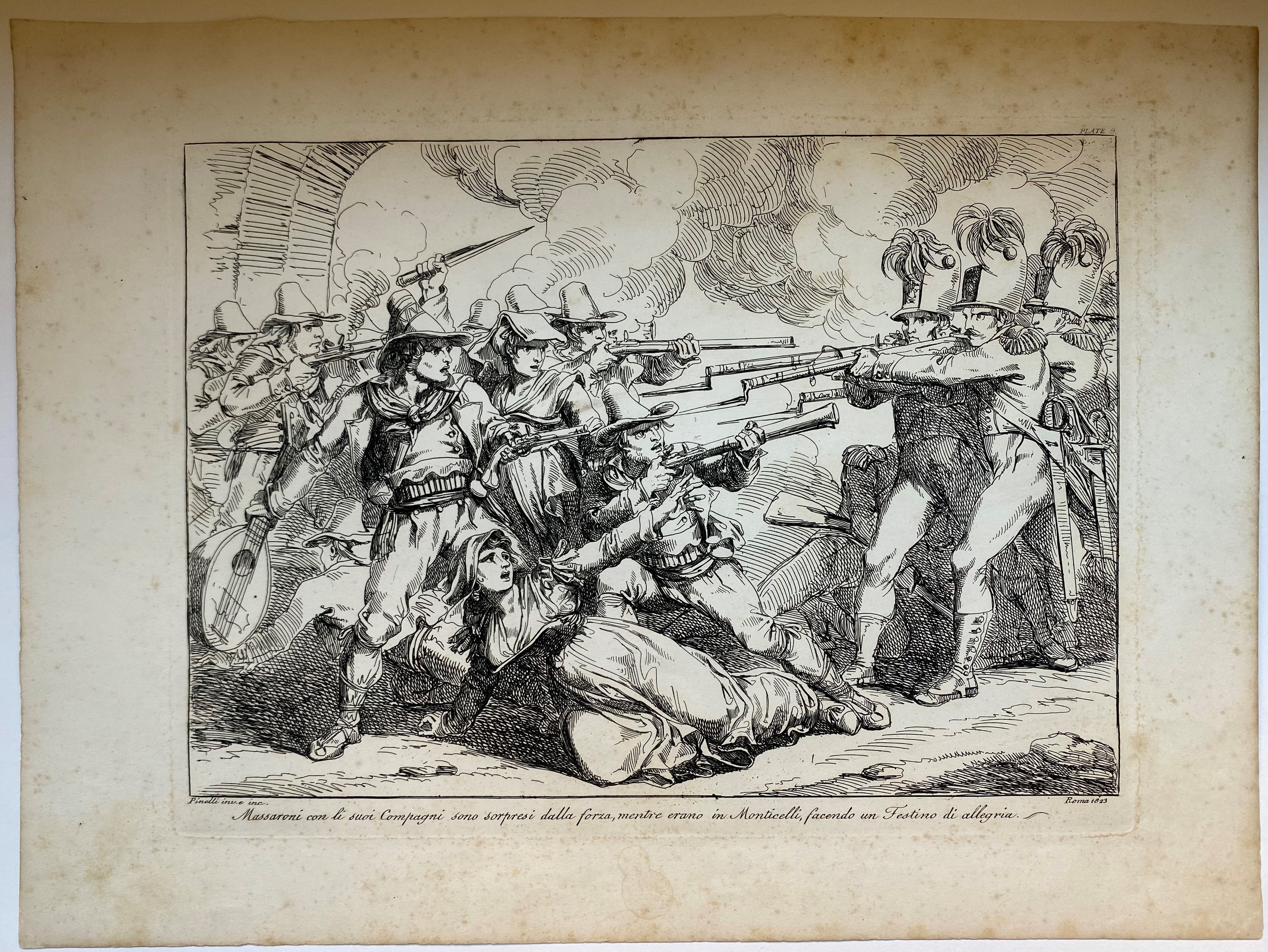 Bartolomeo Pinelli - Lotto di Tre Tavole dalla Storia di Brigante Massaroni