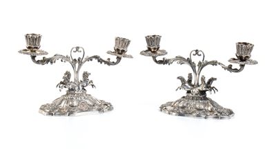 Coppia di Candelabri Italiani in Argento - Argentiere A. Cesa S. C., Anni '50