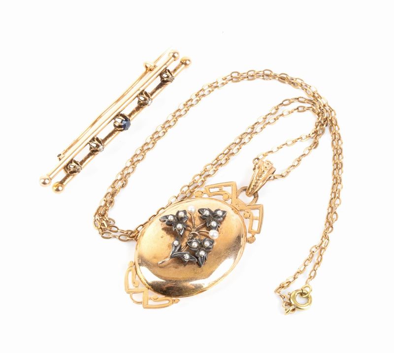 Girocollo in Oro con Pendente - Porta Foto e Spilla Oro con Pietre