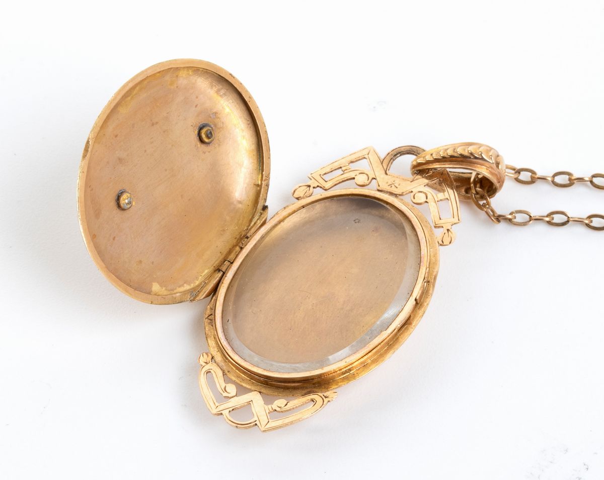 Girocollo in Oro con Pendente - Porta Foto e Spilla Oro con Pietre