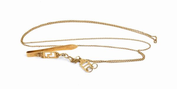 Gold chain with tie clip - late 19th century