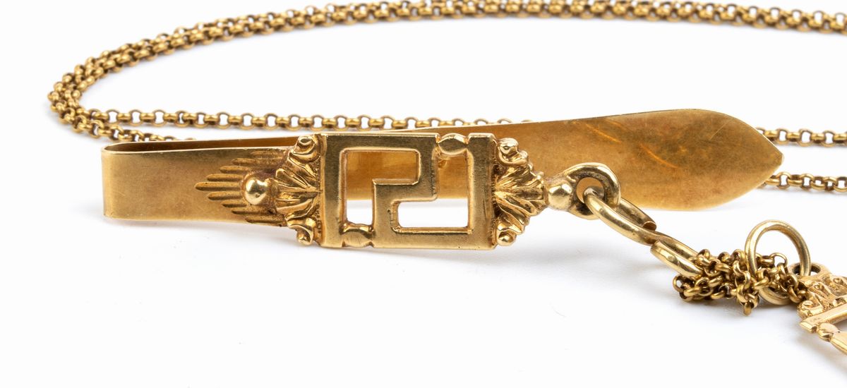 Catena con Fermacravatta in Oro - Fine XIX Secolo
