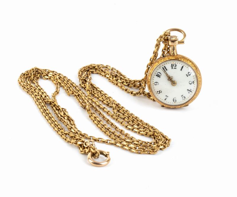 Orologio da Tasca con Catena in Oro 18k - Fine XIX Secolo