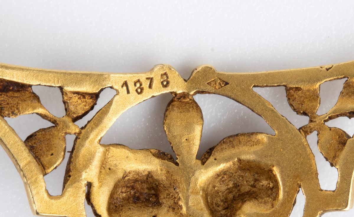 Girocollo Liberty in Oro con Perline e Motivi Floreali - Fine XIX Secolo