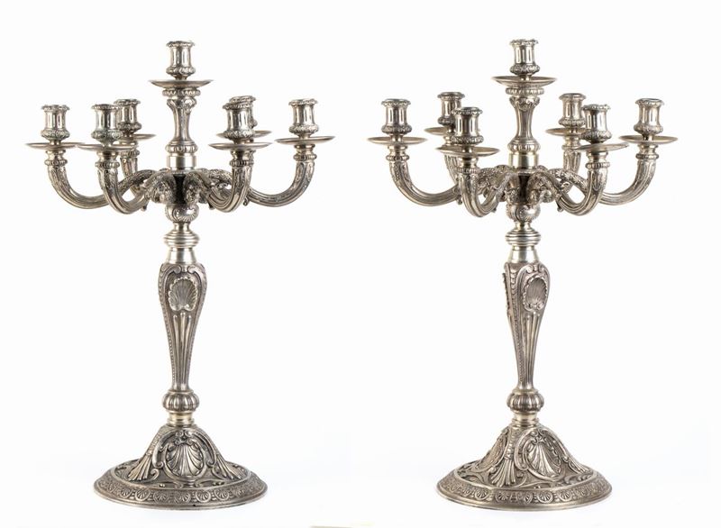 Attilio Grandis - Coppia di Importanti Candelabri in Argento