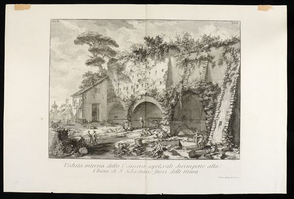 Giovanni Battista Piranesi - Veduta interna della Camera sepolcrale dirimpetto alla Chiesa di S. Sebastiano fuori le Mura