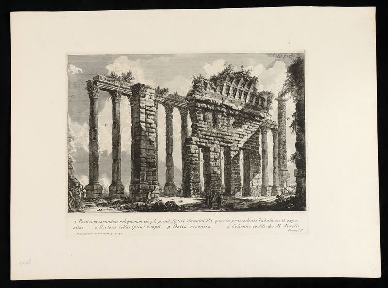 Giovanni Battista Piranesi - Posticum Earundem Reliquiarum Templi Pseudodipteri Antonini Pii, Qua...