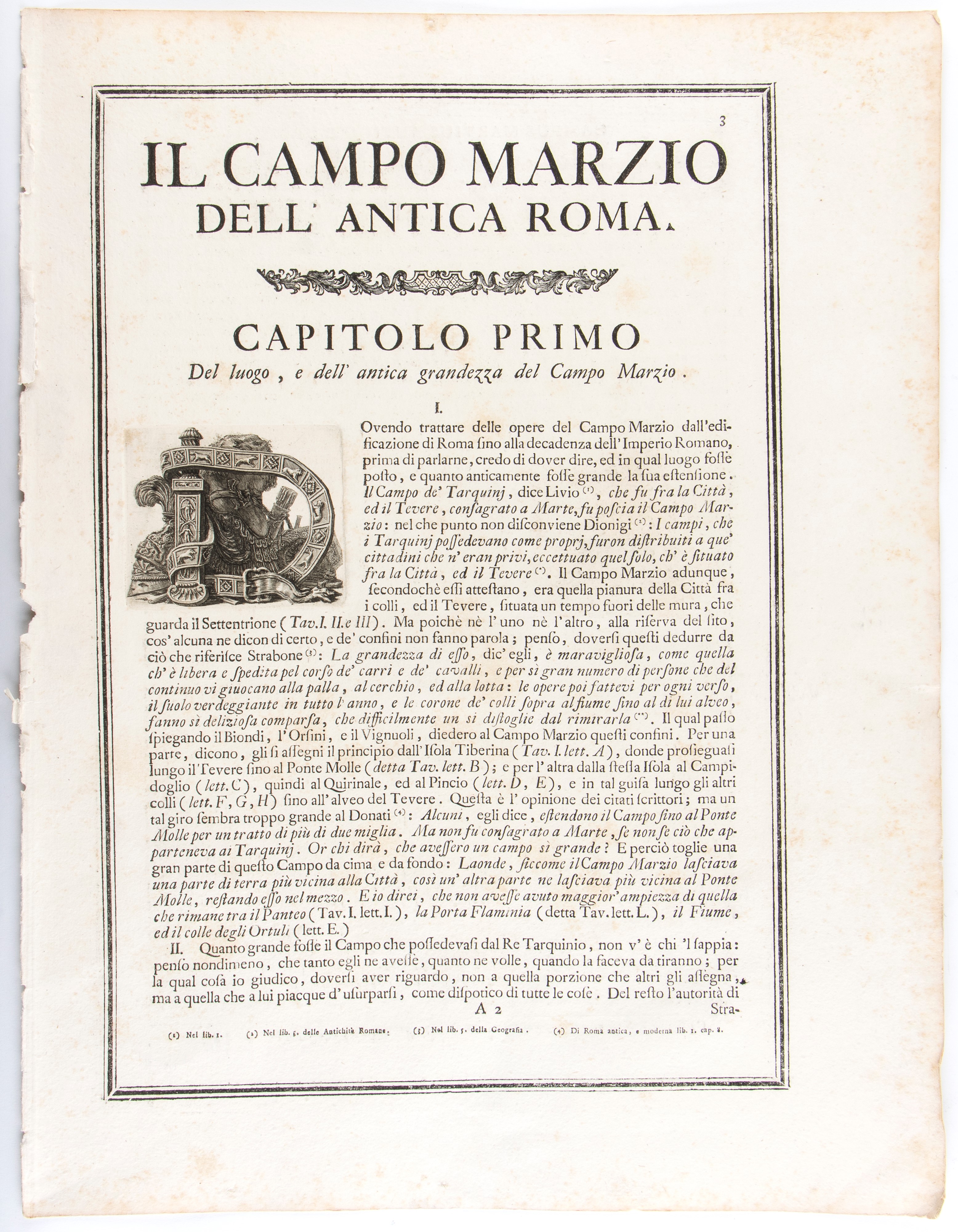 Giovanni Battista Piranesi - Lotto di Due Tavole (testi Introduttivi) per il Campo Marzio Dell'an...