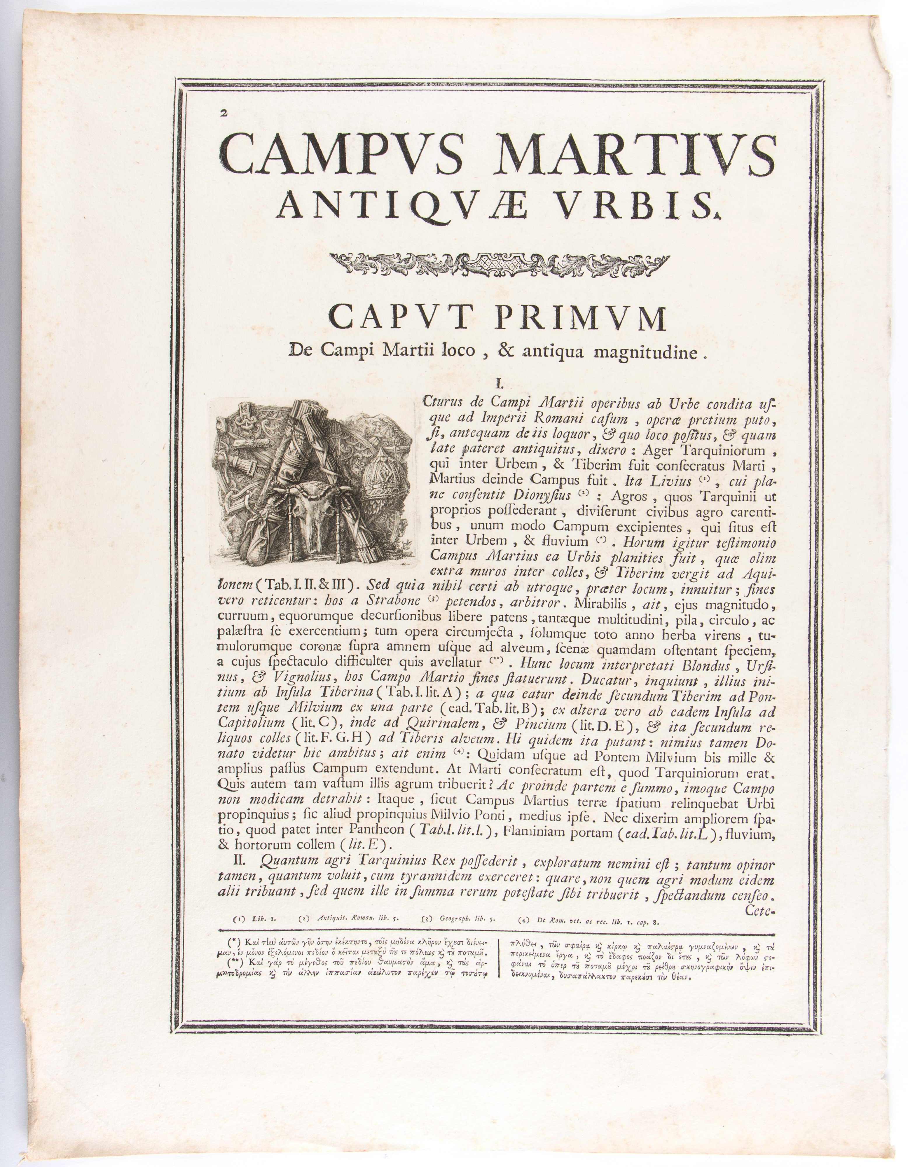 Giovanni Battista Piranesi - Lotto di Due Tavole (testi Introduttivi) per il Campo Marzio Dell'an...