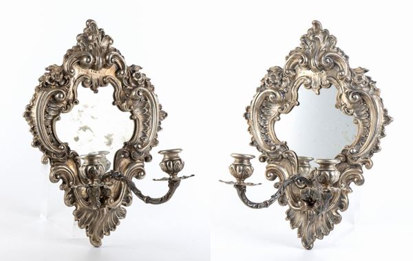 Coppia di applique in argento