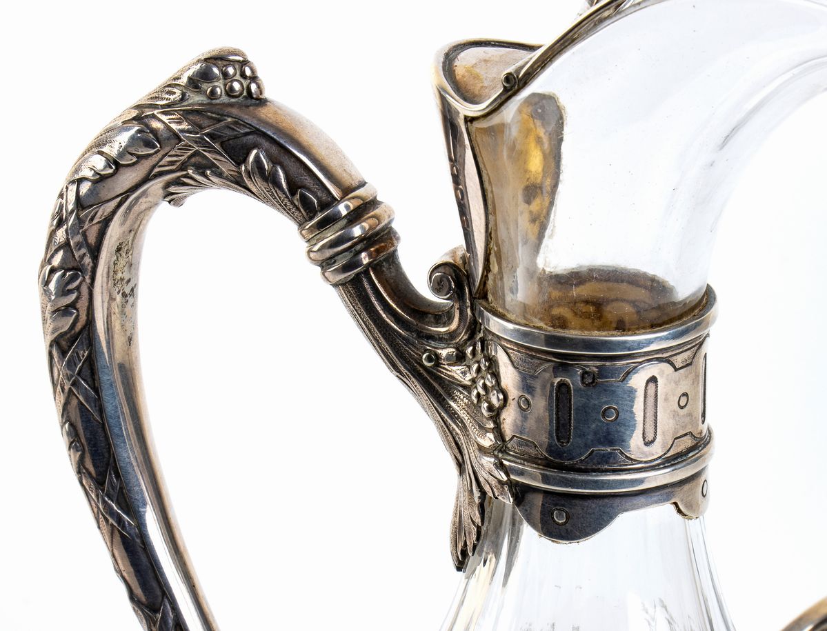 Coppia di Caraffe in Argento e Vetro Molato - Francia Inizio XX Secolo, Argentiere Amélie Cardeil...