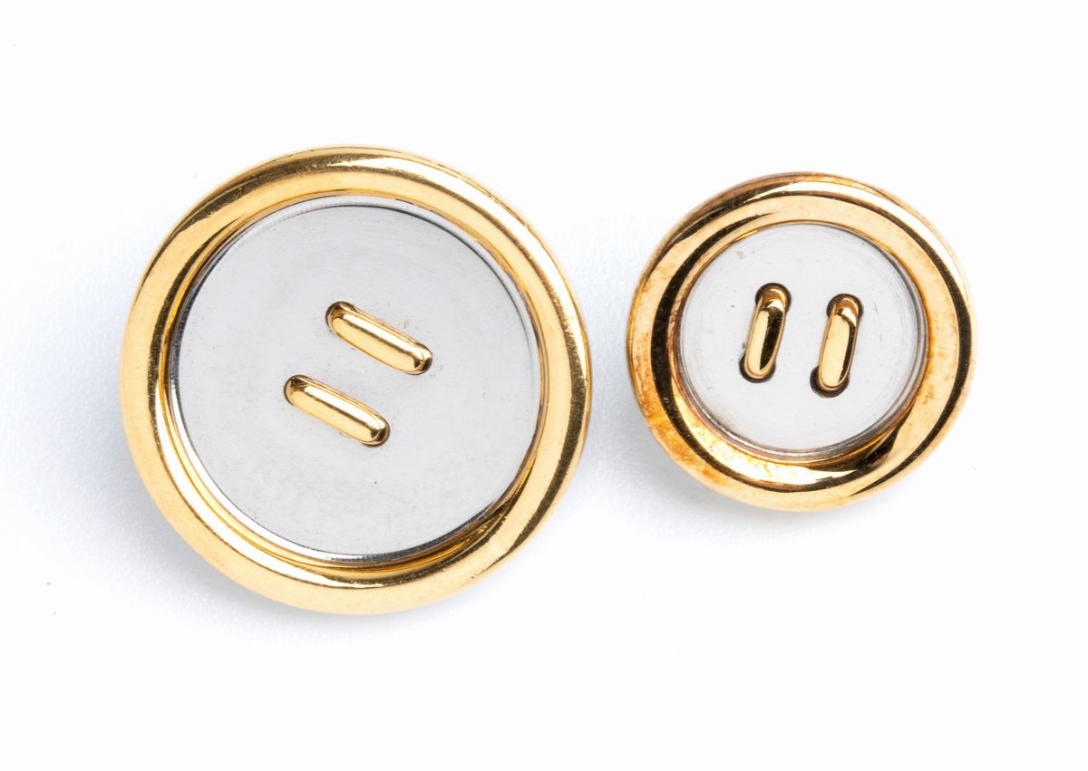 REPOSSI: set di 14 bottoni in acciaio ed oro