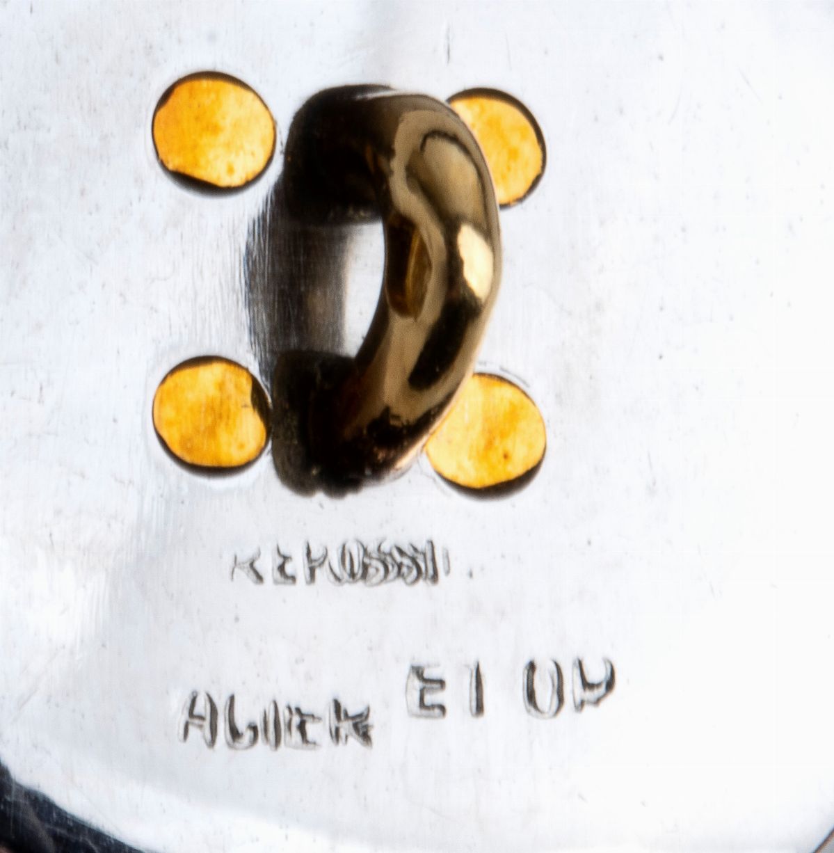 REPOSSI: set di 14 bottoni in acciaio ed oro