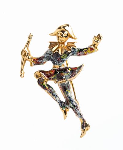 Spilla Arlecchino in Oro e Smalti
