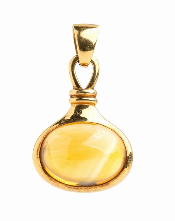 BULGARI: pendente in oro con quarzo citrino