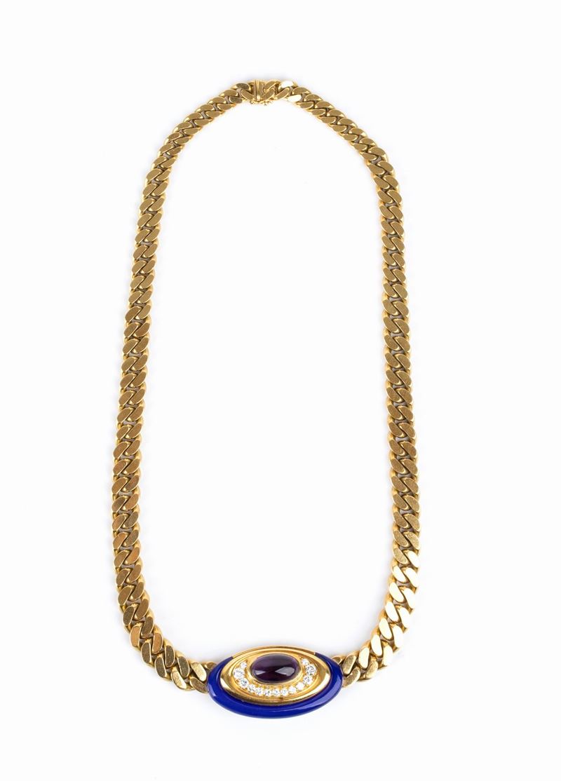 BULGARI: girocollo in oro, smalto, ametista e diamanti