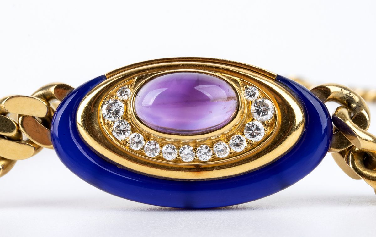 BULGARI: girocollo in oro, smalto, ametista e diamanti