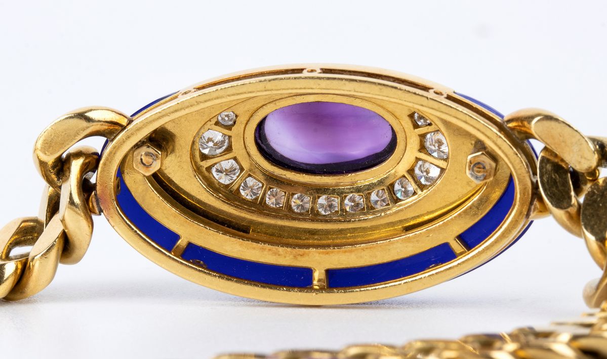 BULGARI: girocollo in oro, smalto, ametista e diamanti