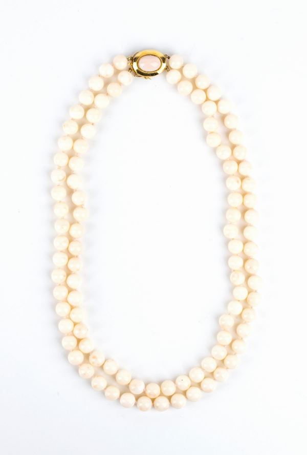 Pink coral gold necklace