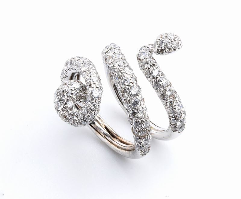 Anello a serpente in oro e diamanti