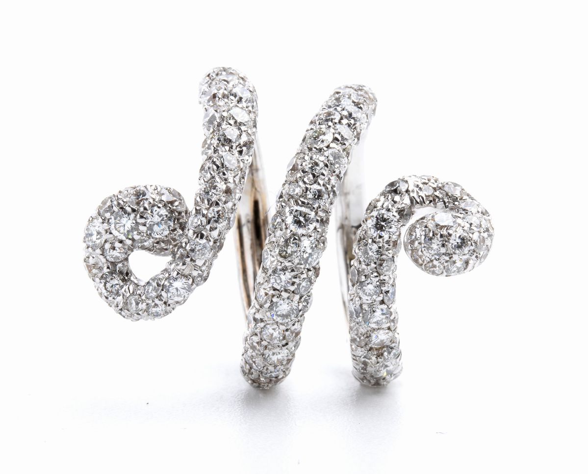 Anello a serpente in oro e diamanti