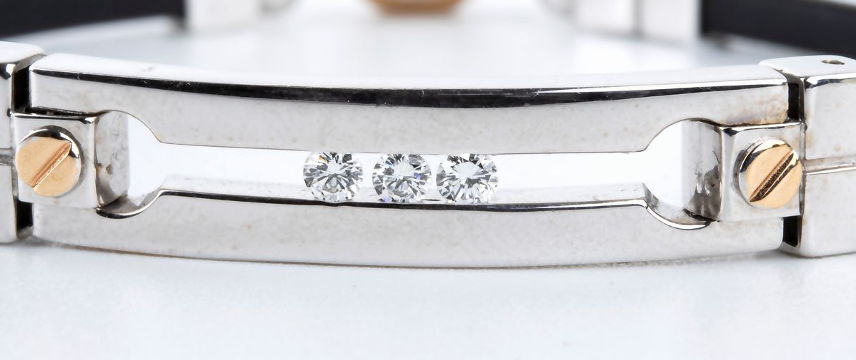 BARAKA': bracciale unisex in diamanti oro e caucciu'