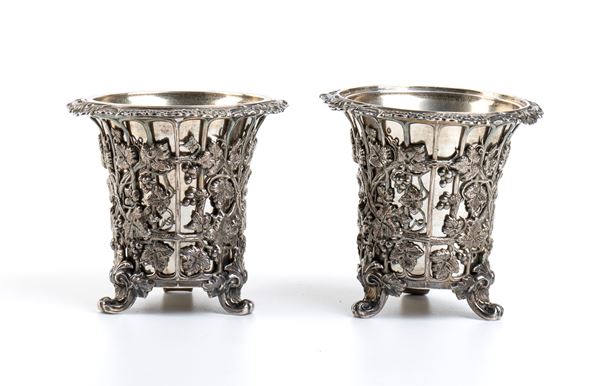 Coppia di cestini in argento - Francia, XIX secolo