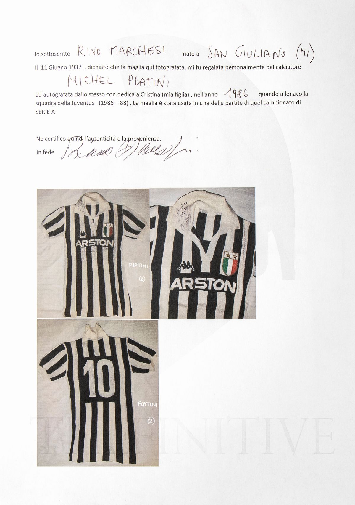 Calcio, Platini Michel, Maglia Juventus