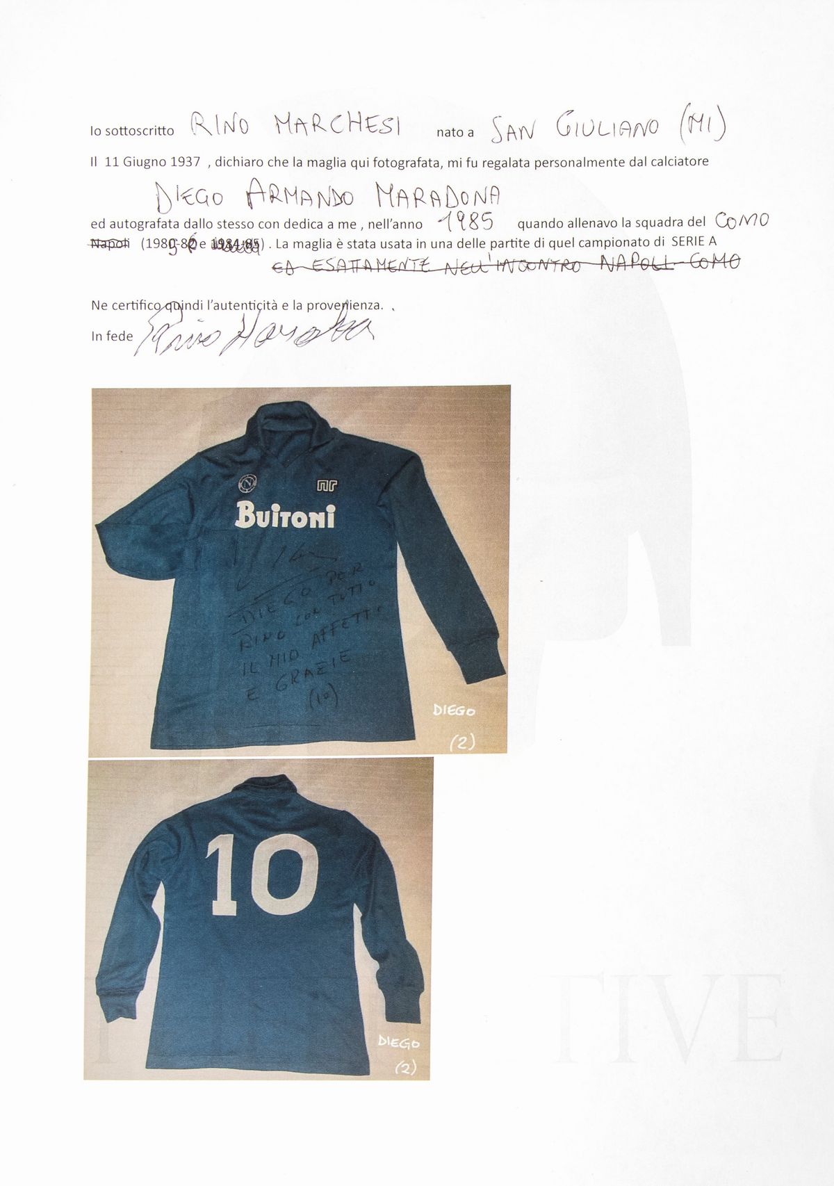 Calcio, Maradona, Diego Armando - Maglia Napoli