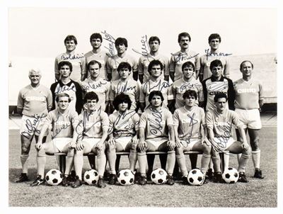 Calcio, Italia, Napoli Football Club Foto con Autografi 1984-85