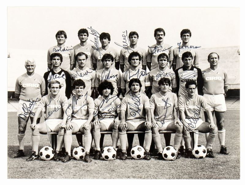 Calcio, Italia, Napoli Football Club Foto con Autografi 1984-85