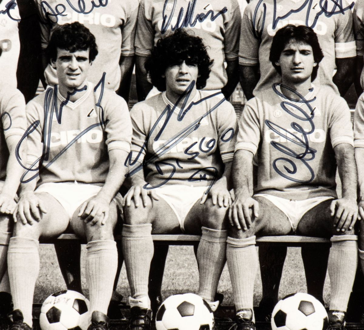 Calcio, Italia, Napoli Football Club Foto con Autografi 1984-85