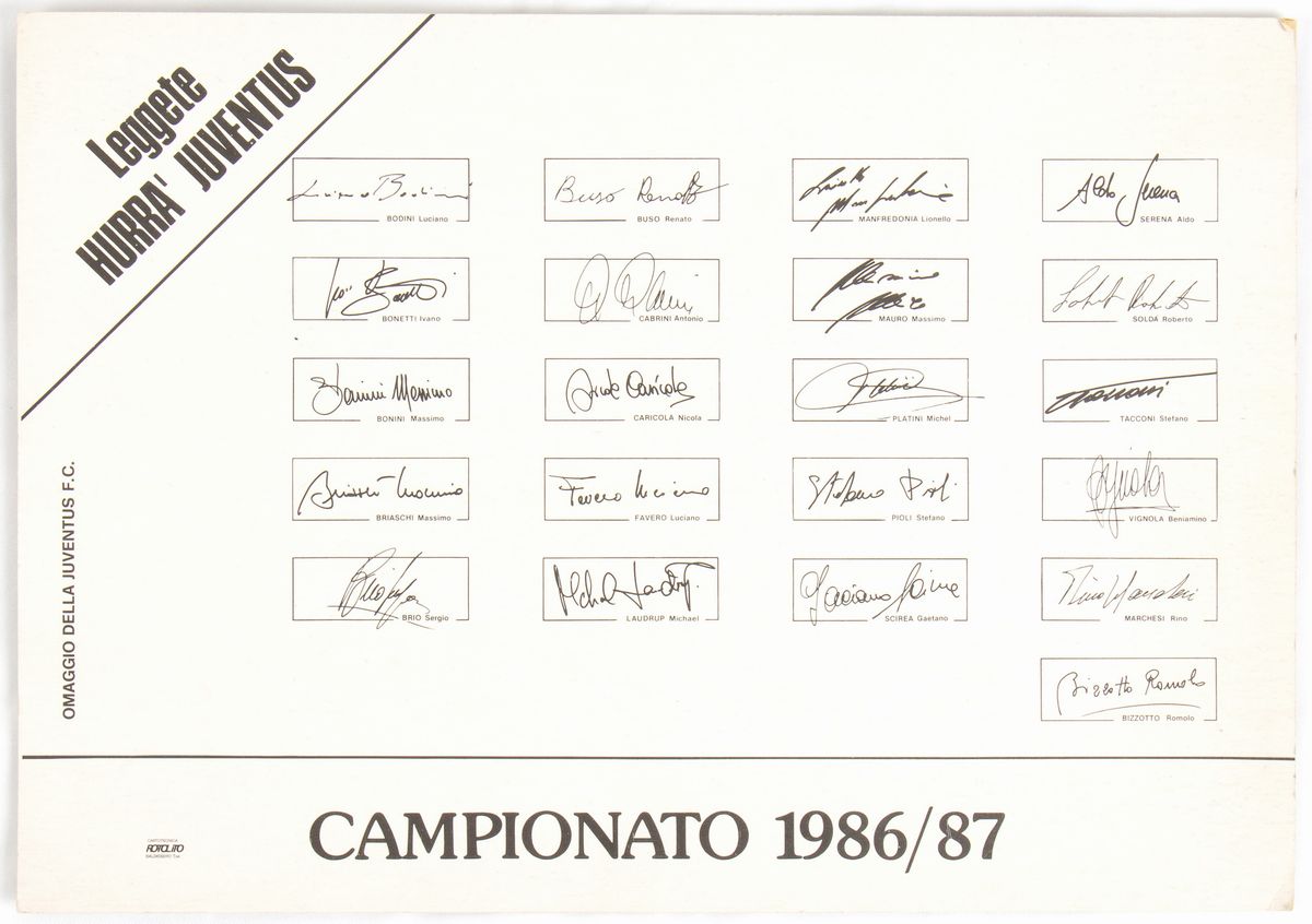 Calcio, Italia, Fotografia Juventus 1986-87 Autografata