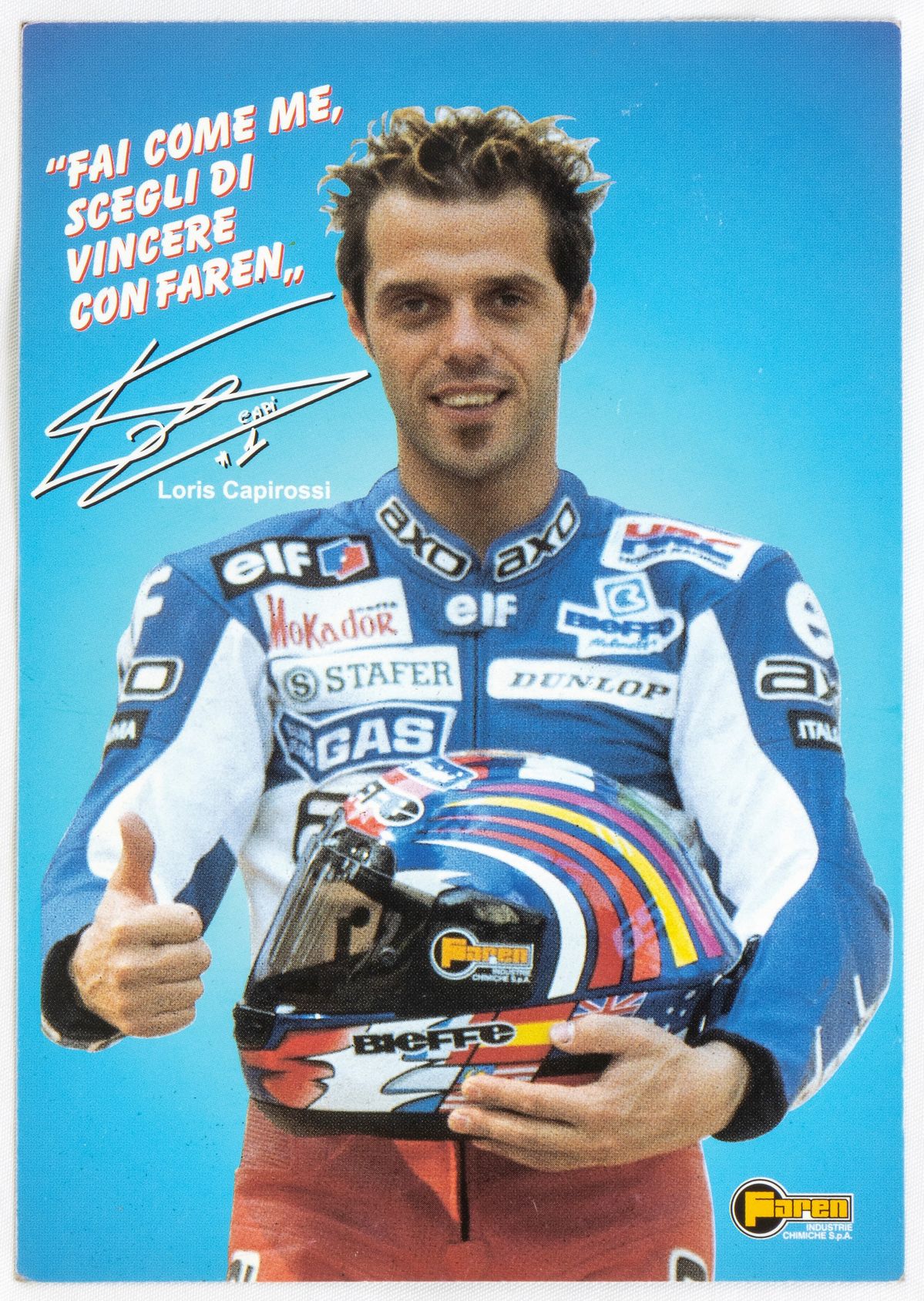 Motociclismo, Loris Capirossi , Tuta da Gara e Casco Autografati