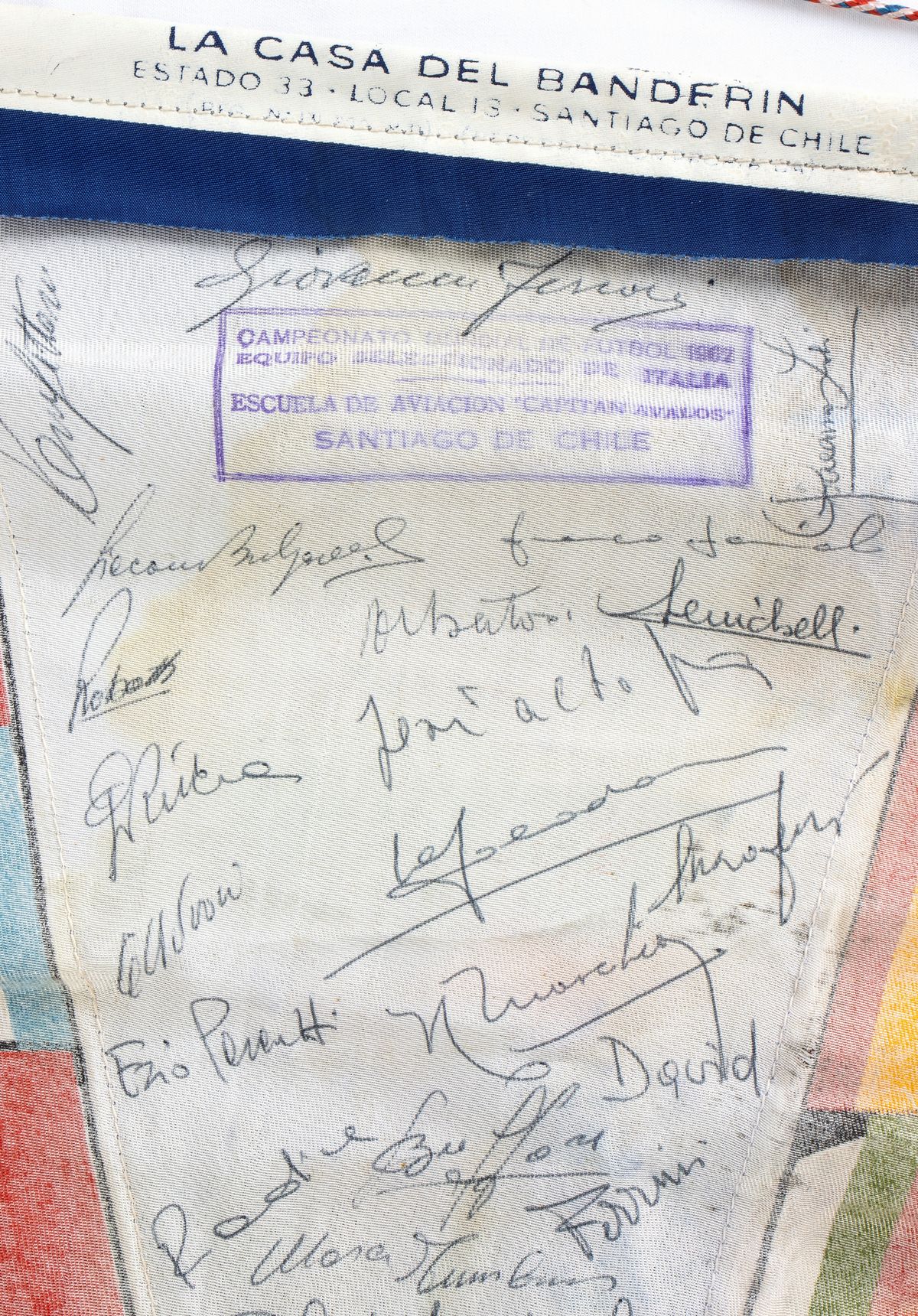 Calcio, Italia, Mondiali Cile 1962 Gagliardetto Autografato