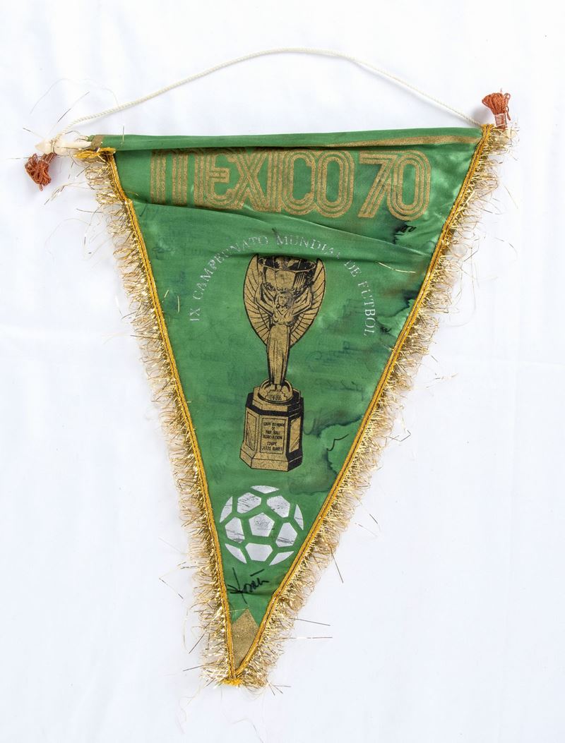 Calcio, Italia, Mondiali Mexico 70 Gagliardetto con Autografi