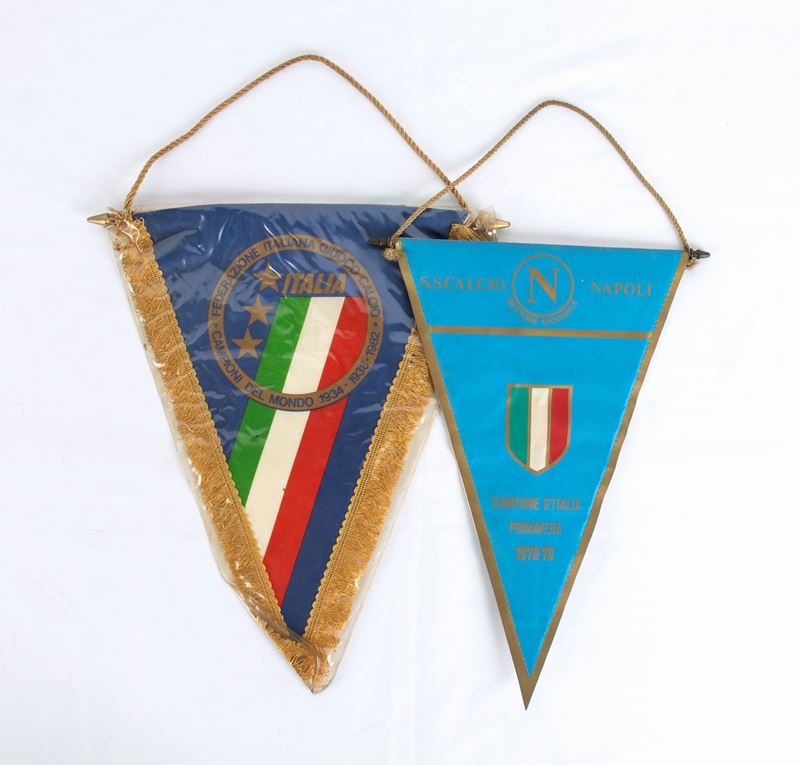 Calcio, Italia, Due Gagliardetti Napoli e Figc