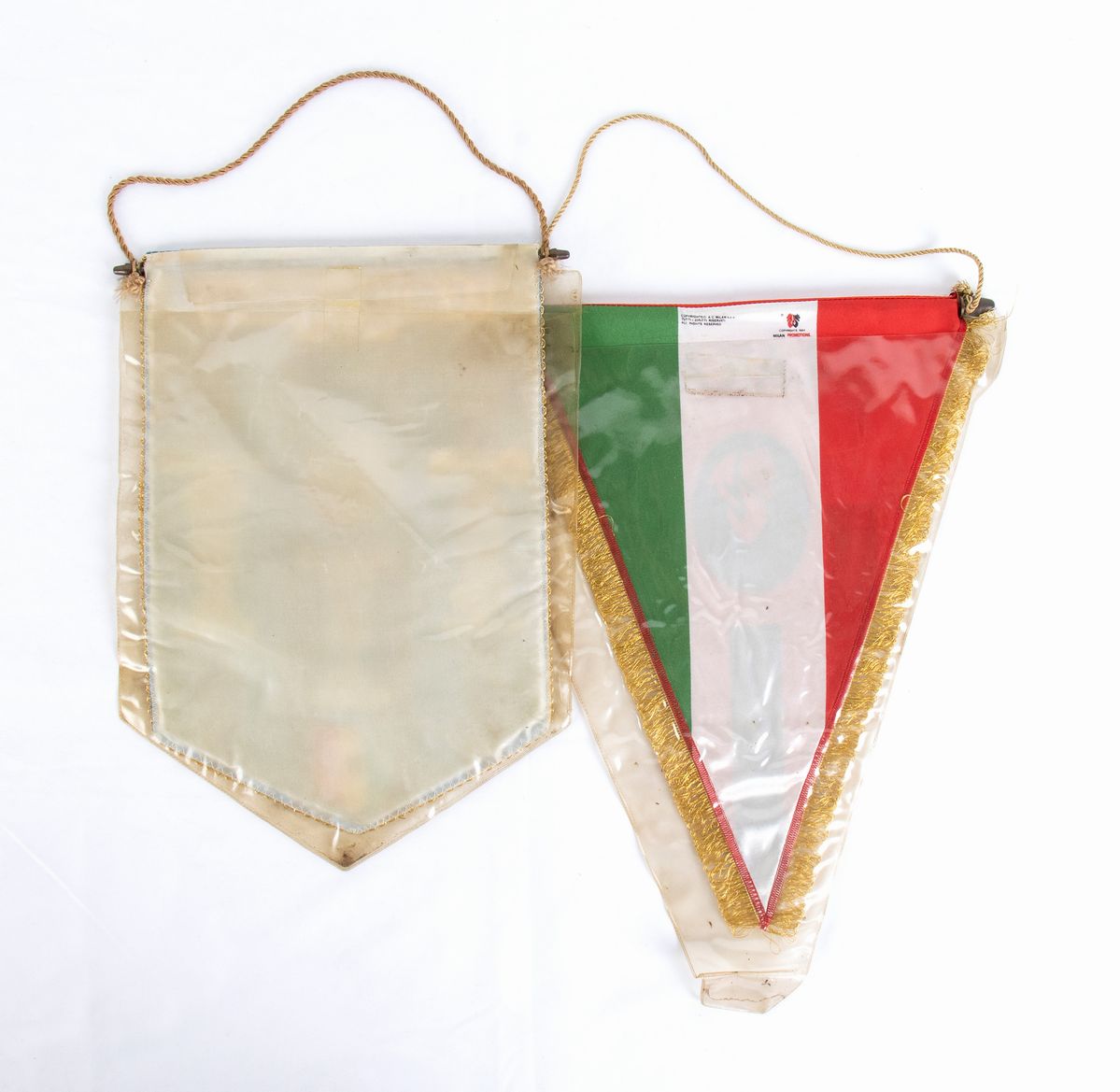 Calcio, Italia, Due Gagliardetti Inter e Milan
