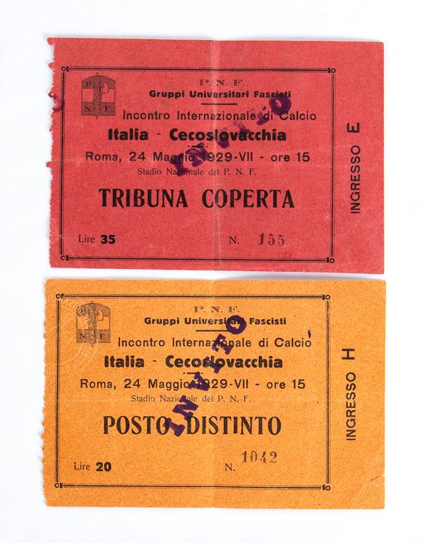 Football, Italy, 1929 match tickets